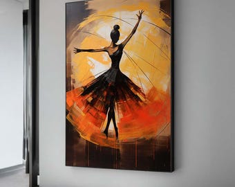 Abstract Ballerina Canvas Art: Fiery Dance Painting