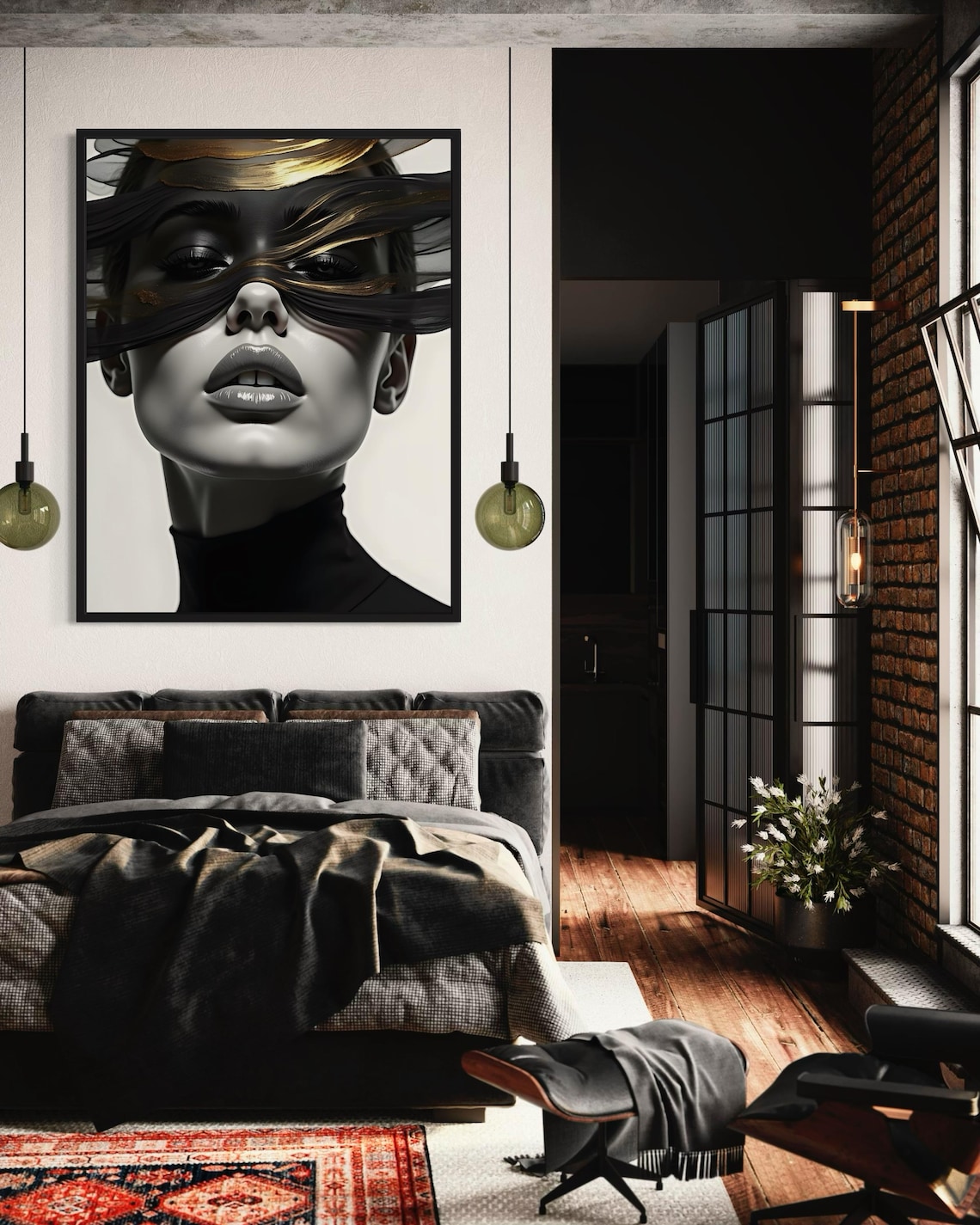 Gold Black Woman Canvas Print: Abstract Modern Wall Art - Etsy
