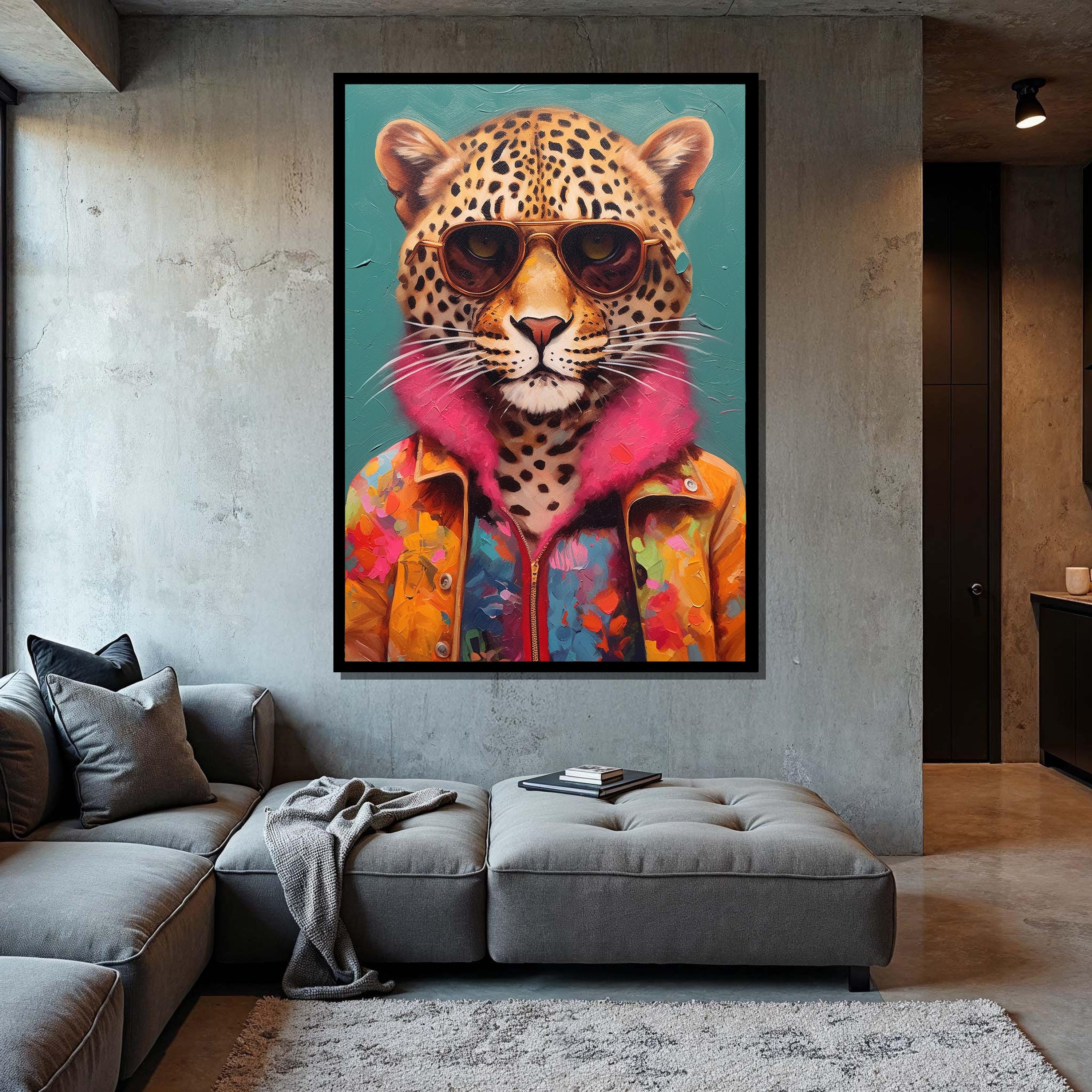Leopard With Sunglasses Canvas Print: Funky Animal Pop Art Decor
