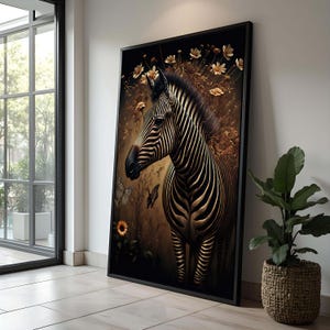 Zebra with Butterflies and Flowers - Elegant Wildlife Canvas Art, Nature-Inspired Wall Decor, Animal Lovers Gift, Animal Wall Decor