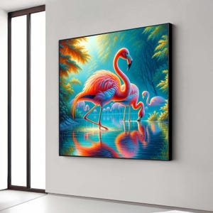 Vibrant Flamingo Art Print - Tropical Wildlife Decor - Colorful Flamingo Painting - Nature Inspired Wall Art - Perfect Gift for Bird Lovers