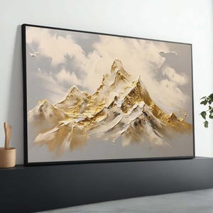 Golden Mountain Peaks  Canvas – Abstract Landscape Painting, Modern Nature Art, Wall Decor, Unique Gift for Nature Lovers