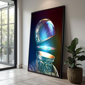 Cosmic Astronaut Art | Surreal Space Helmet Painting | Sci-Fi Futurism | Galaxy Wall Art | Dreamy Outer Space Decor | Astronaut Gift