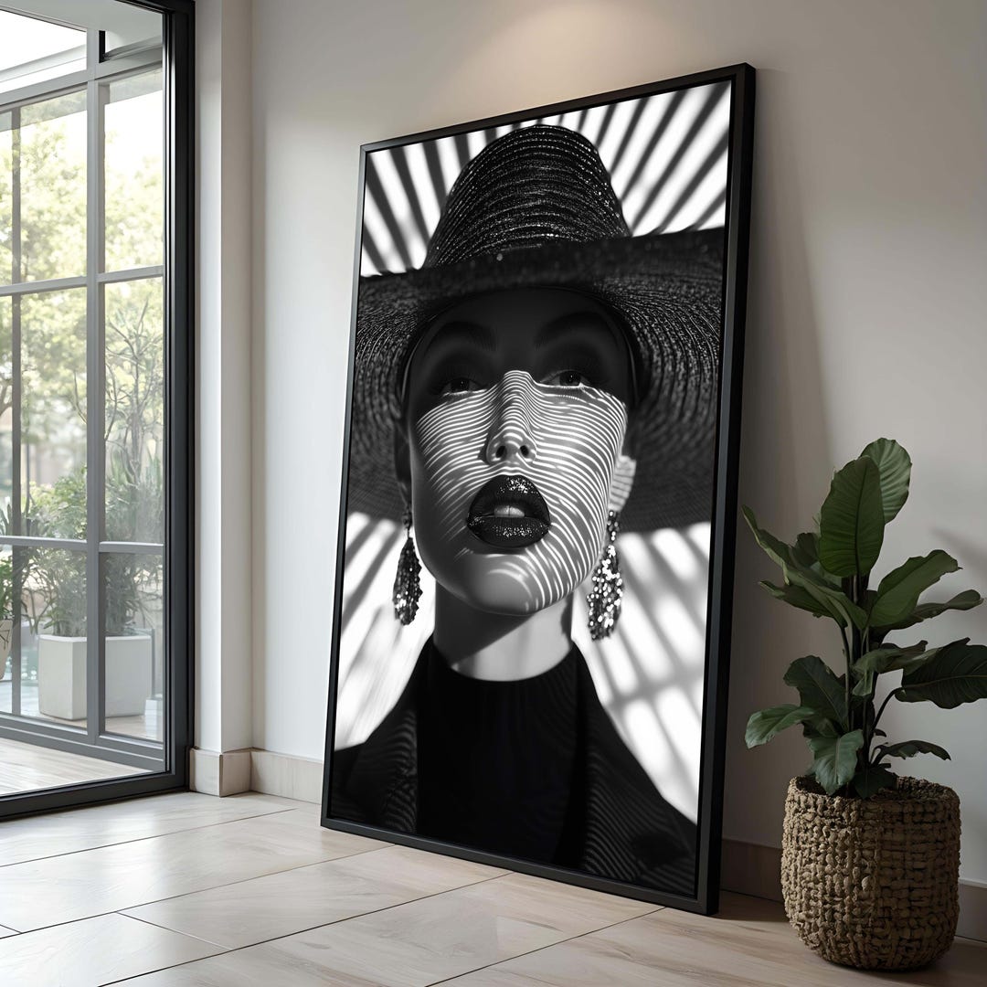 WOMAN ART, Black and White Fashion Art Print – Dramatic Light and ...