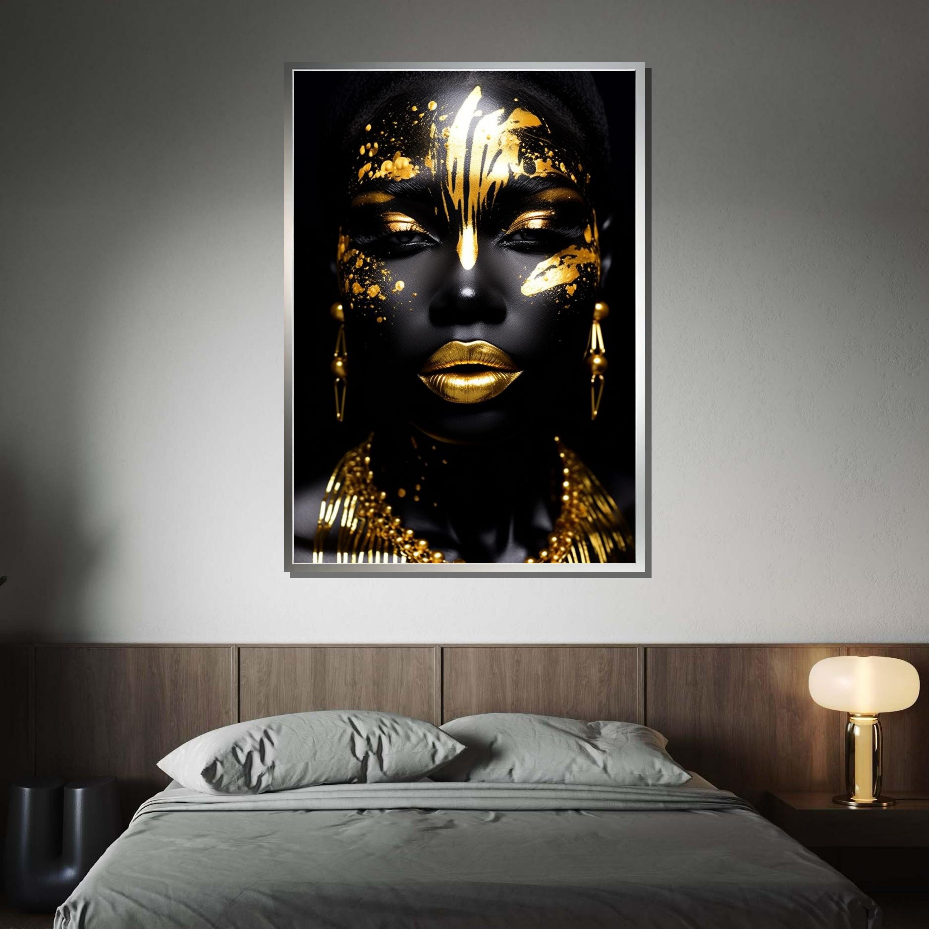 Black and Gold Woman Canvas Art: Luxurious African Portrait - Etsy