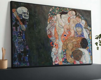 Klimt Inspired Canvas Print | Symbolic, Life and Death Wall Art