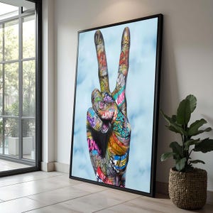 Graffiti Peace Sign Canvas Art: Vibrant Urban Wall Decor