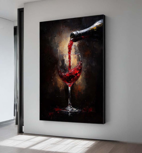 Red Wine Pour Canvas Art  Elegant Wine Glass Painting for Kitchen or  Dining Room Wall Decor  Modern Wine Lovers Art Print - Etsy