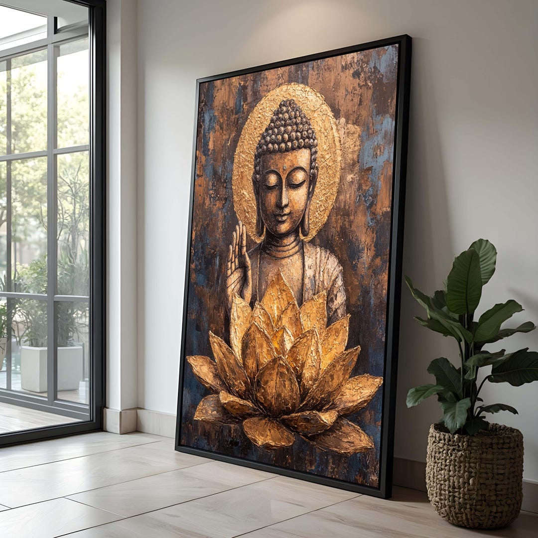 Buddha Golden Lotus Canvas Art – Spiritual Zen Decor - Etsy
