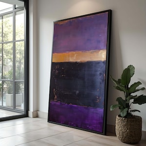 Mark Rothko Purple Canvas Painting: Large Abstract Wall Art