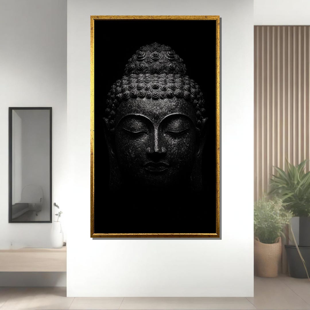 Minimalist Buddha Art - Black Zen Meditation Canvas, Spiritual Home ...
