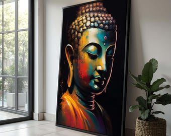 Colorful Buddha Canvas Art: Abstract Zen Meditation Decor
