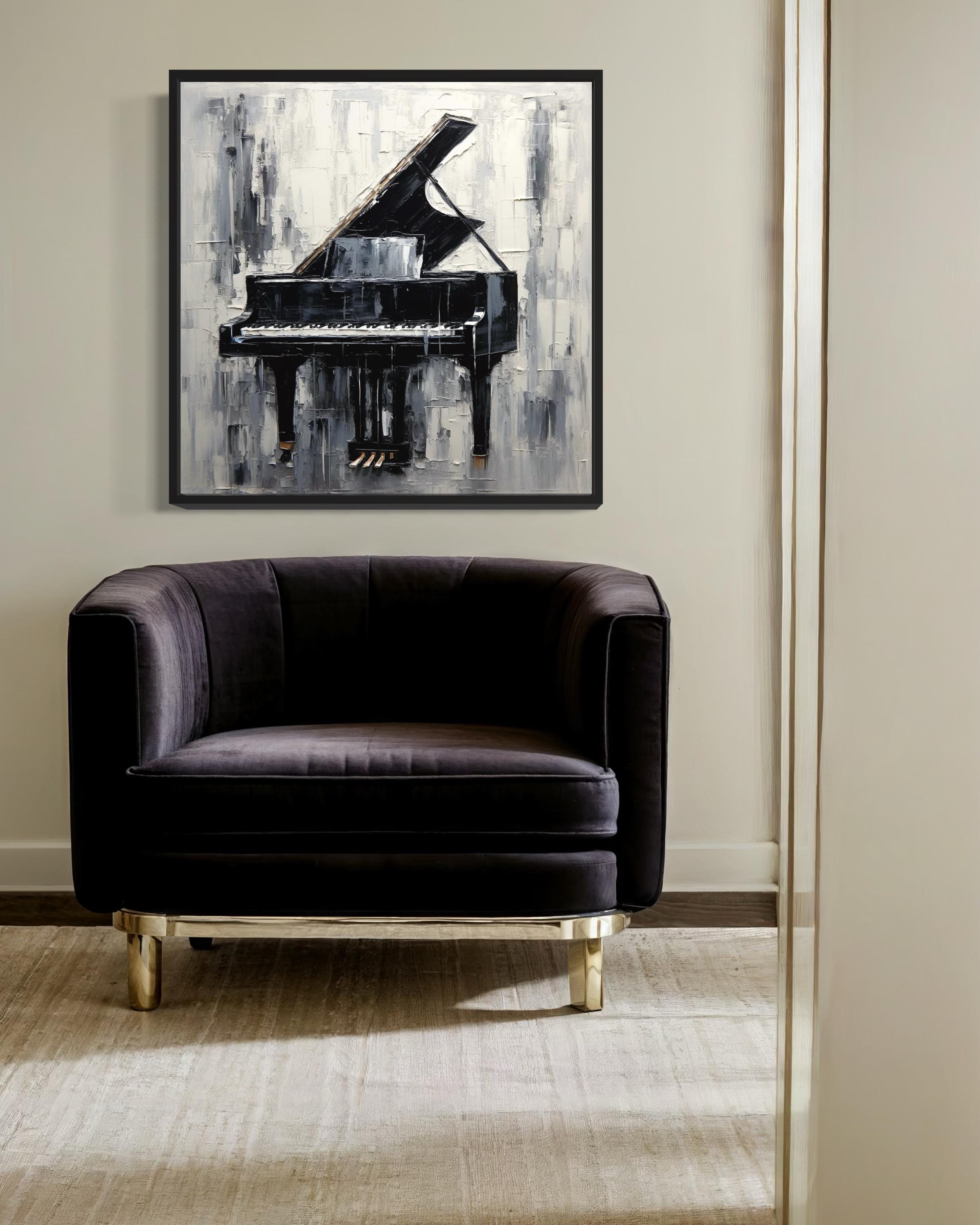 Grand Piano Canvas Wall Art - Victorian Style Classic Scenic Painting For Living Room, Office, Hallway Decor