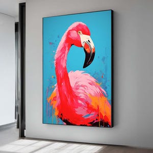 Vibrant Pink Flamingo Canvas - Tropical Bird Art - Modern Flamingo Wall Decor - Bright Animal Print - Beach House Gift - Flamingo Lovers