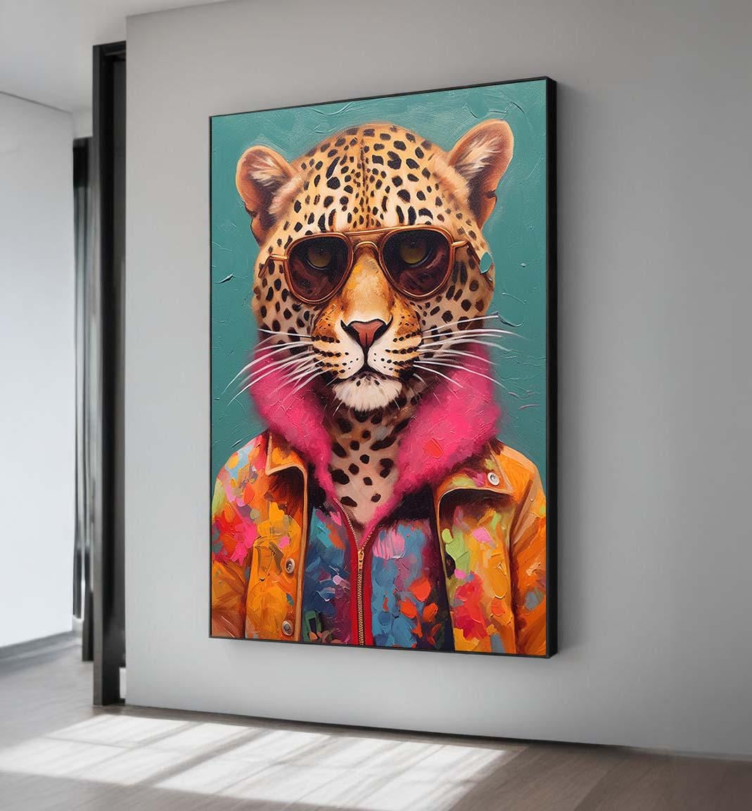 Leopard With Sunglasses Canvas Print: Funky Animal Pop Art Decor