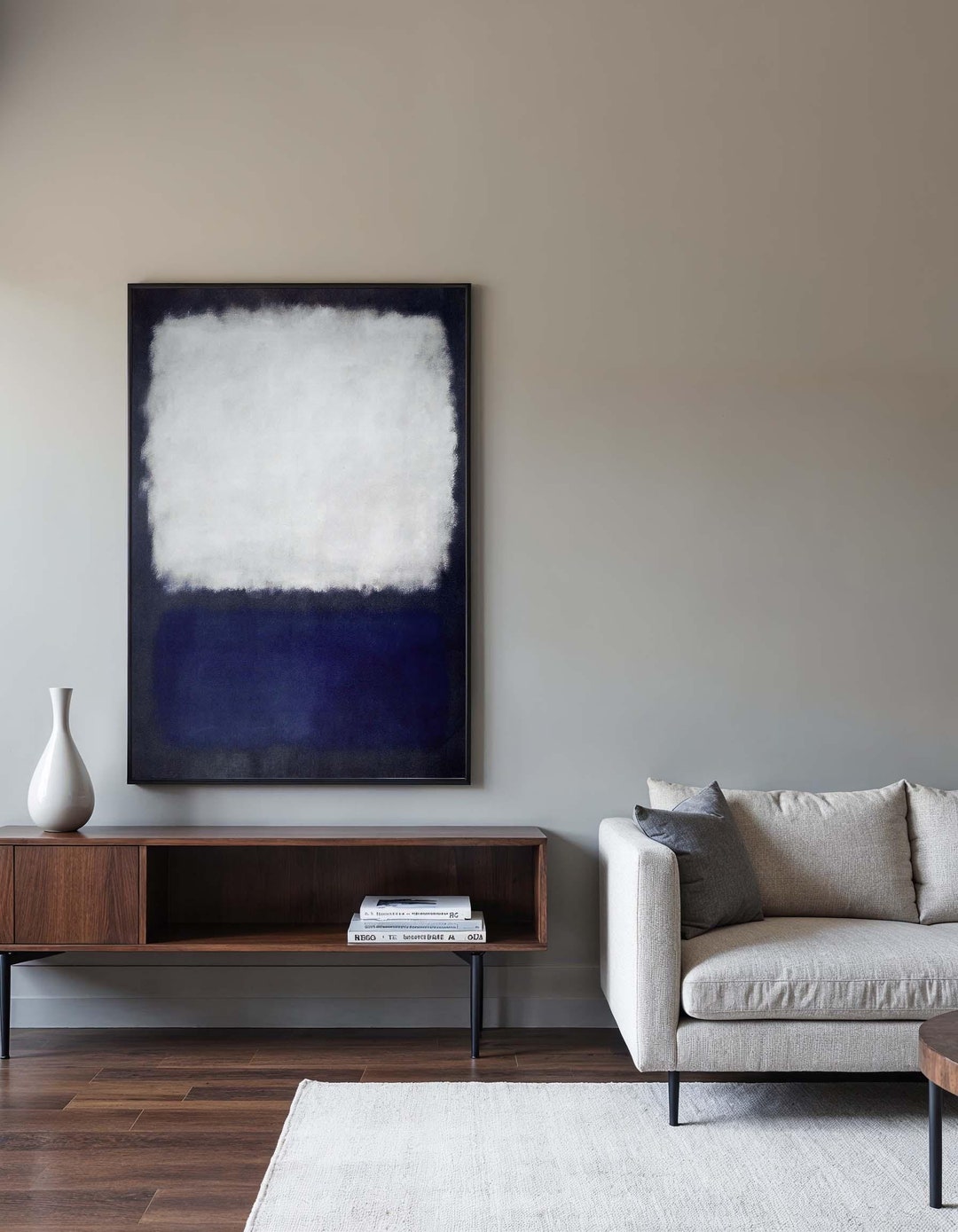 Mark Rothko Style Canvas Painting: Blue & White Abstract Wall Art - Etsy