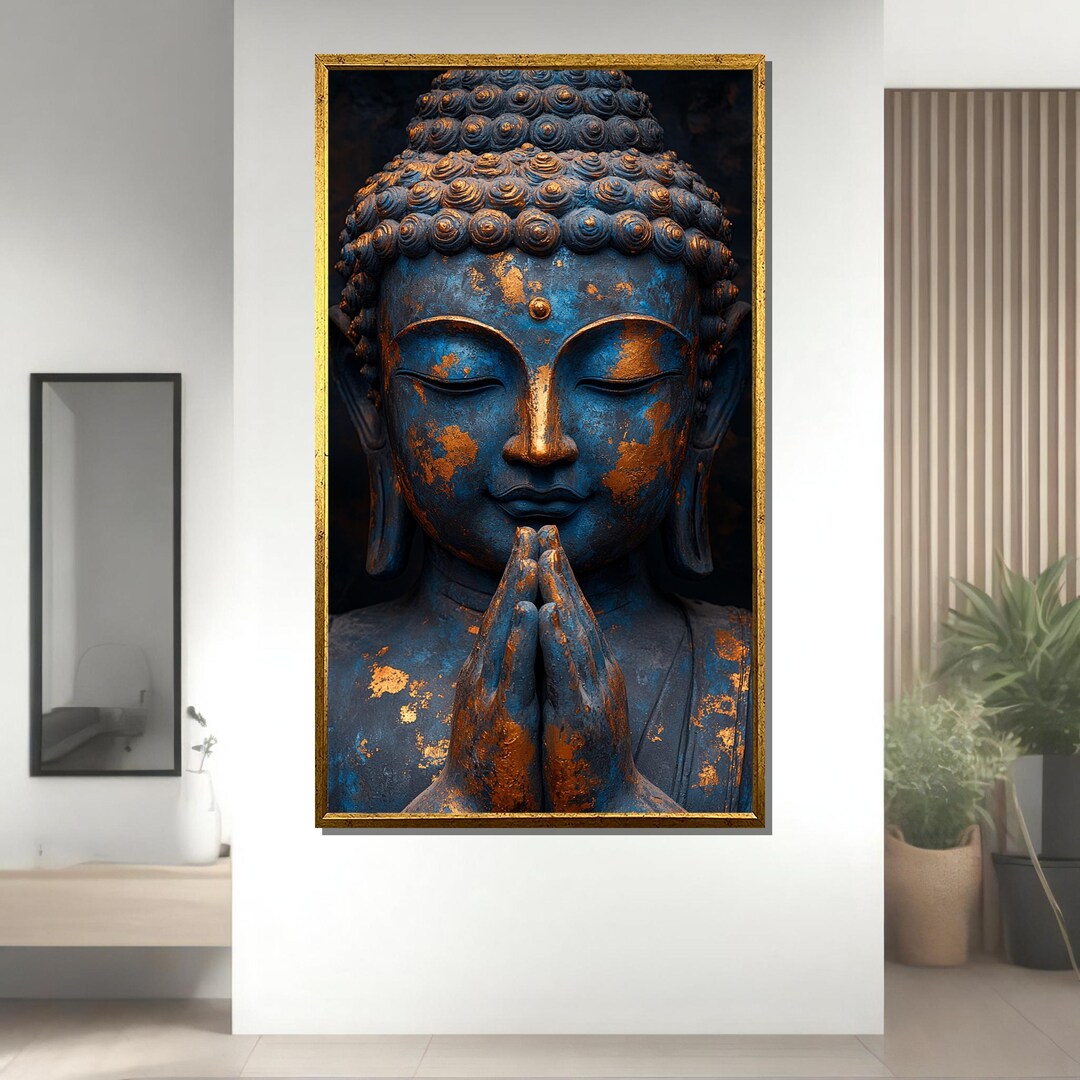 Blue and Gold Buddha Canvas Print: Spiritual Meditation Wall Art - Etsy