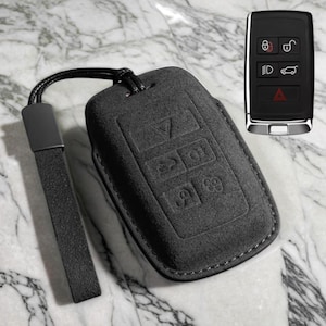 Land Rover Key Fob Cover – Leather Alcantara Case for Range Rover, Defender, Discovery, Evoque, Velar – Handmade Gift