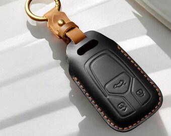 Carbon Fibre Key Case Cover With Keychain – Fits Audi A4 / A5 / A6 / Q5 / S5 / S7