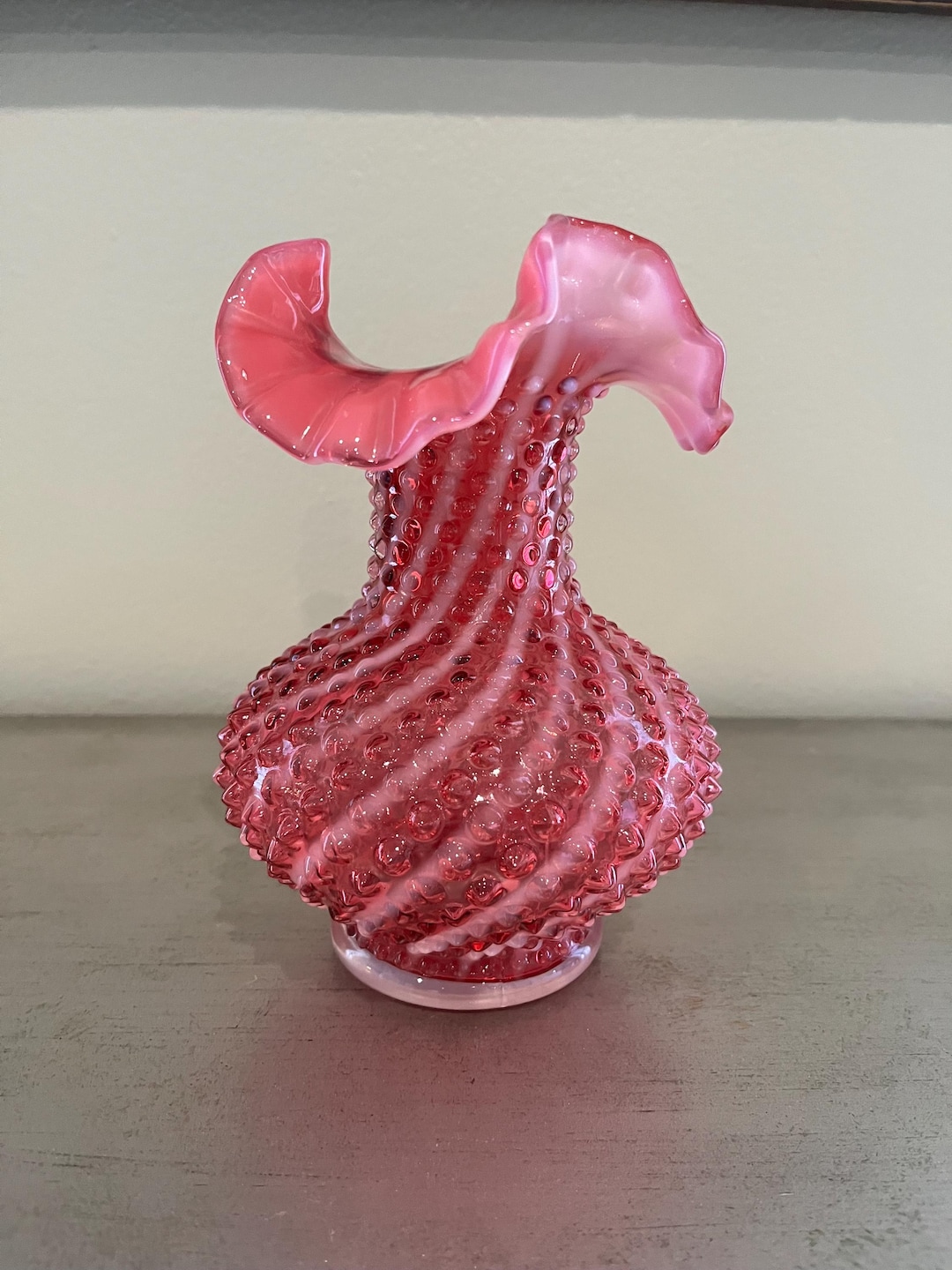 Fenton Pink Opalescent Glass Vase With Hobnail Design - Etsy