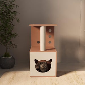 Hölzernes Katzenhaus, modernes Katzenhaus, einzigartige Haustiermöbel, Katzenbett, Katzenhaus-Innenraum