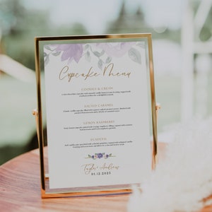 Blumen Cupcake Schild Vorlage, Cupcake Hochzeitsschild, Cupcake Empfang Schild, Dessertkarte, Cupcake Schild, Hochzeit Cupcake Flavours, AL2
