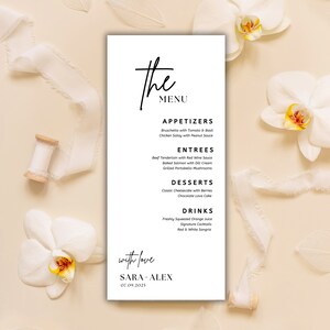 Editable Modern Wedding Menu Template, Baby Shower Menu, Menu, Printable Wedding Food Menu, Reception Dinner Menu Editable, DIY Menu,Instant
