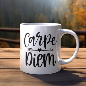 Carpe Diem Mug: Motivational Coffee Cup, Seize the Day Gift