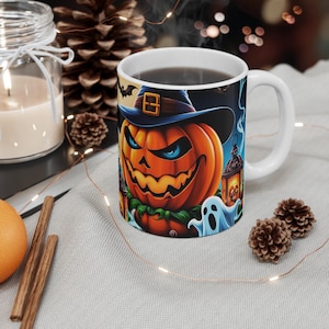 Halloween Mug | Witchy Pumpkin and Skull Candles Design | Perfect for Spooky Season Lovers