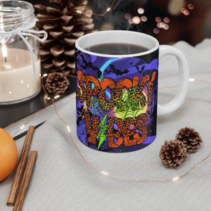 Halloween Mug | Spooky Gnome and Spooky Vibes Design | Perfect for Halloween Enthusiasts, Friends, or Yourself