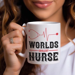 World&#39;s Coolest Nurse Mug: Stethoscope Coffee Cup, RN/LPN Gift