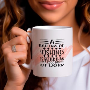 Lustiges Fischen Spruch Tasse: Pfirsich Aquarell Fischer Geschenk