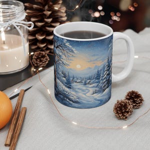 Winter Wonderland Mug: Snowy Landscape, Cozy Christmas Drinkware