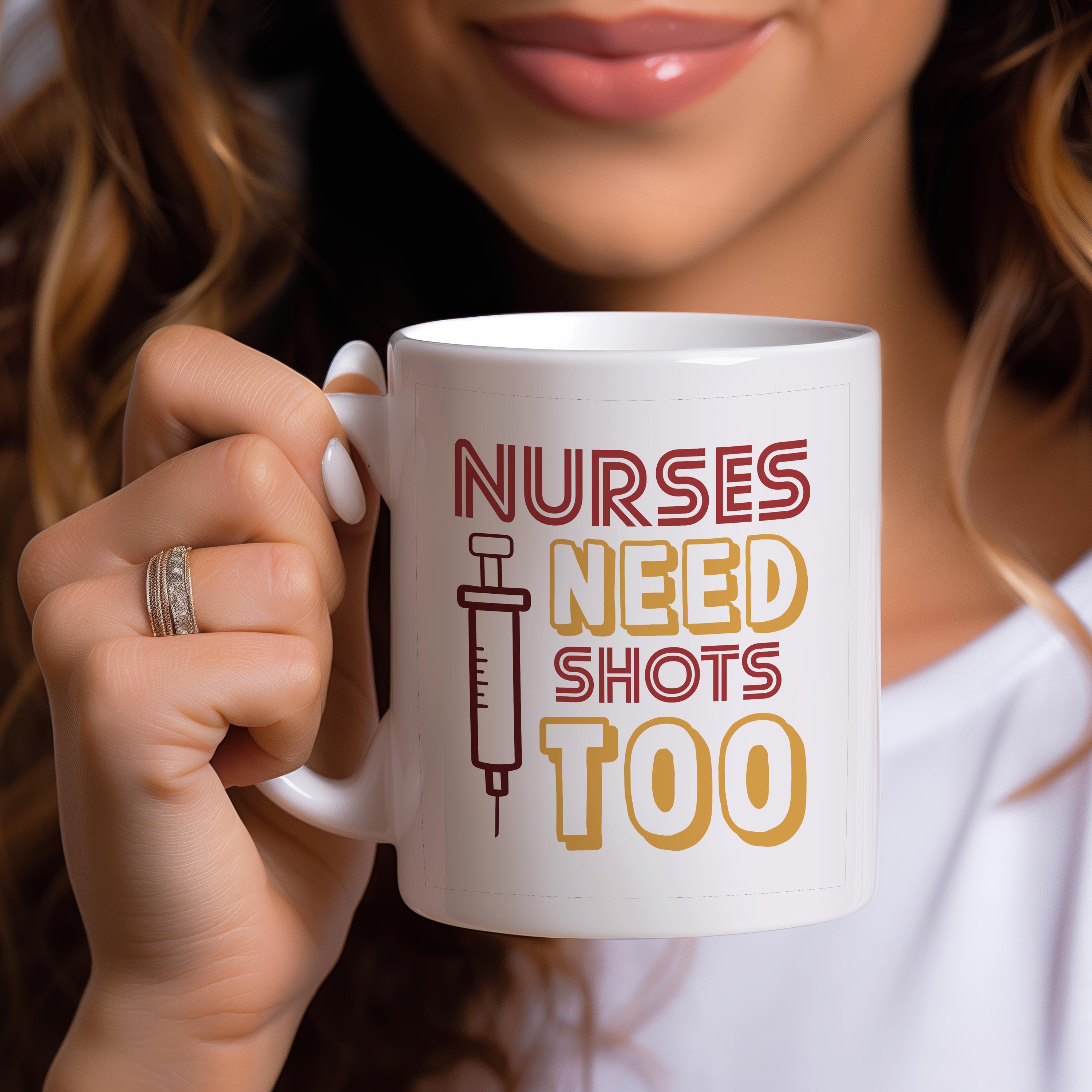 Caneca Enfermeiros também precisam de vacinas; Caneca de café engraçada para enfermeiros; Presente de agradecimento a enfermeiros; Caneca para profissionais de saúde para profissionais médicos