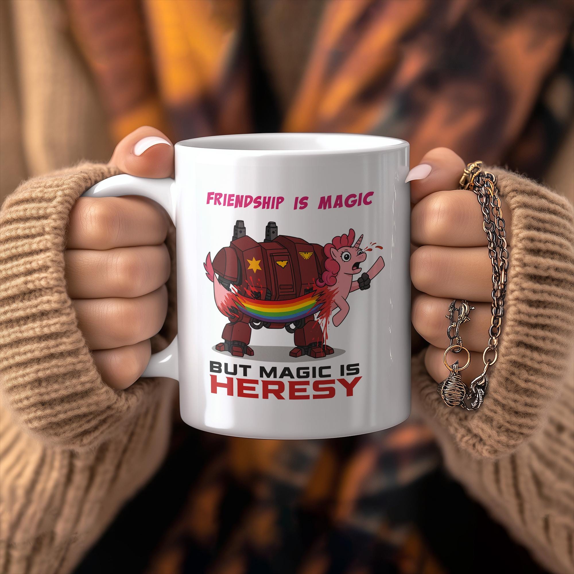 Friendship is Magic but Magic is Heresy Mug ; Warhammer 40k Inspired ;  Space Marine Coffee Cup ; Grimdark Humor Gift - Etsy