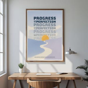 Póster de sanación y calma - Arte mural imprimible del amanecer - Cita de autocuidado y atención plena - Descarga digital - Decoración de paisajes serenos