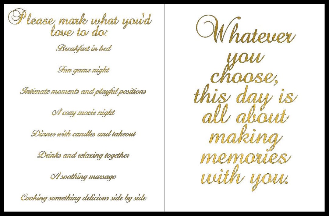 Personalized Sentiment Cards - Romantic & Fun Activities - Pack of 10 ...