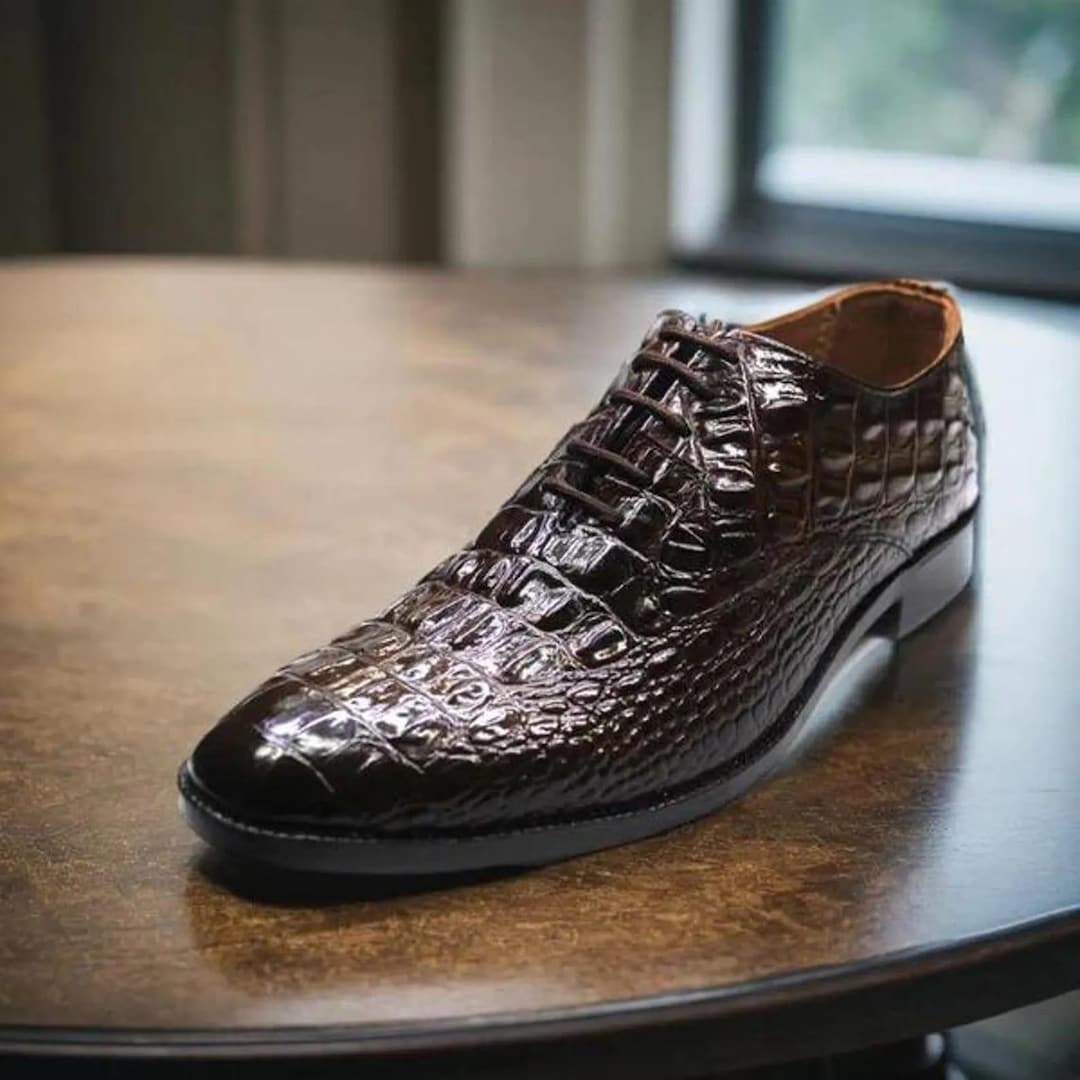 Zapatos Oxford De Cuero Genuino LIBERTYZENO - Estampado Cocodrilo, Suela EVA, Tallas 38.5-47