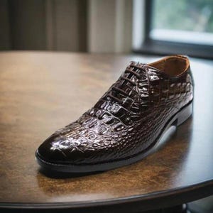 Zapatos Oxford de piel de cocodrilo marrón hechos a mano para hombre, zapatos con cordones y estampado de cocodrilo para hombre