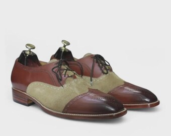 Handmade Leather Shoes | Custom-Made Leather Footwear | Wing Tip Leather & Suede Formal Shoes