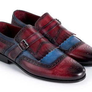 Handmade Leather Shoes For Mens | Single Buckle Fringe Brogue Shoes | Leather Slip On Loafers
