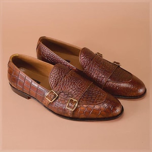 Mocasines de piel de cocodrilo hechos a mano para hombre, mocasines con relieve de cocodrilo, zapatos de piel de cocodrilo de lujo para hombre - Regalo para él