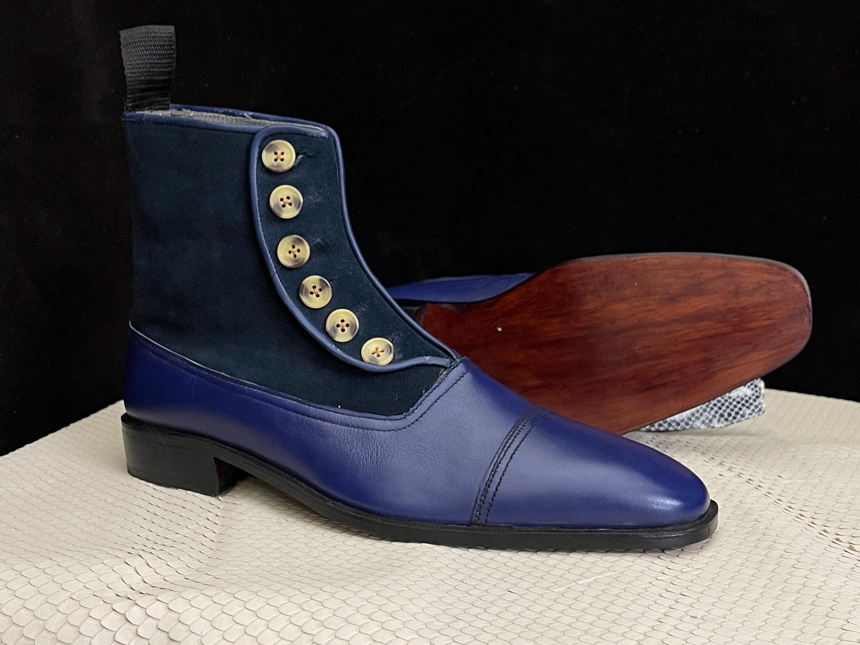 Blue Camoflage Print Men's Boots