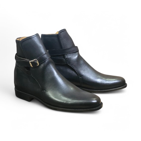 Handmade Black Jodhpur Ankle High Boots for Men, Cowhide  display picture 1