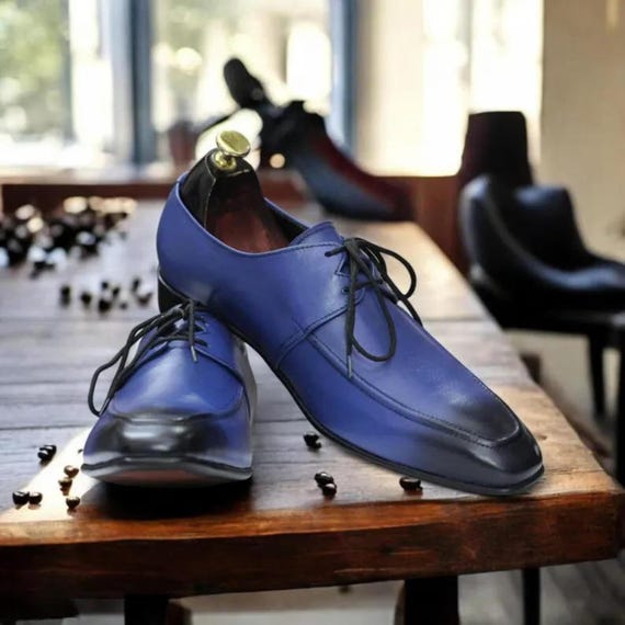 Elegant Handmade Blue Derby Lace-up Shoes | Premium Leather Dress Shoes for Men | Stylish & Comfortable Footwear | Wedding Gift for Him - Etsy Elegant Handmade Blue Derby Lace-up Shoes | Premium Leather Dress Shoes for Men | Stylish & Comfortable Footwear | Wedding Gift for Him - Etsy