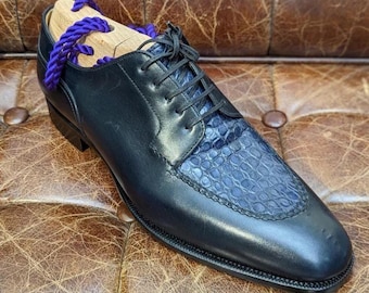 Handmade Men's Blue Penny Loafer Cow-Hide Leather Shoes, Stylish Slip-On Dress Shoe, Formal Footwear