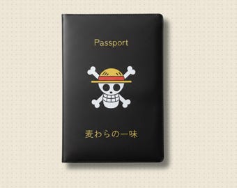 Schwarze Reisepasshülle - Strohhut-Piratenbande / Straw Hat Pirates