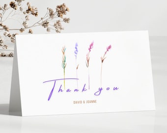 Floral Note Cards Set Thank You Watercolor Greeting Card Wedding Bridal Shower Thank You Cards