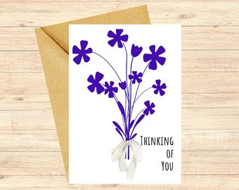 Thinking of You, Watercolor Greeting Card,  Thinking of You Greeting, Happy Flowers Card, Cheerful Any Occasion, Floral Card for Friend