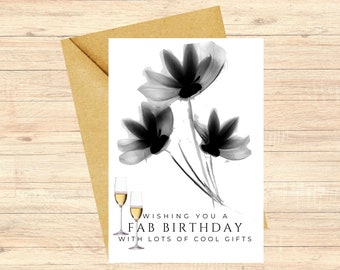 Modern Birthday Card, Modern Card, Black and White Birthday Card, Birthday for friend, Sophisticated card, Elegant Birthday Card